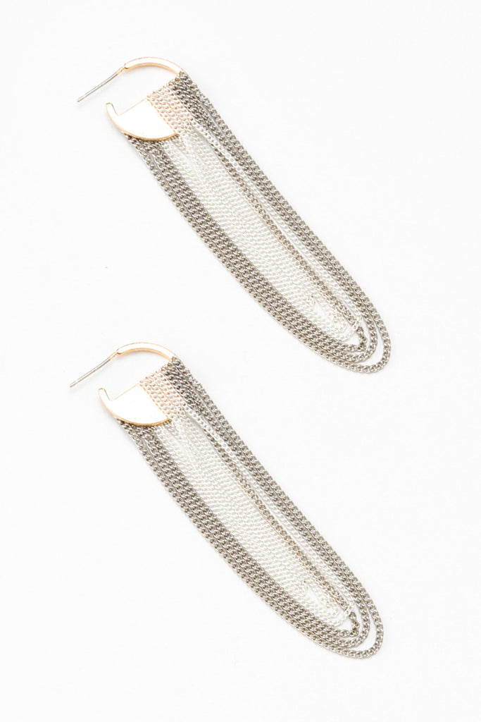 Grey Rhodium Chain Drop Earrings - Nakamol