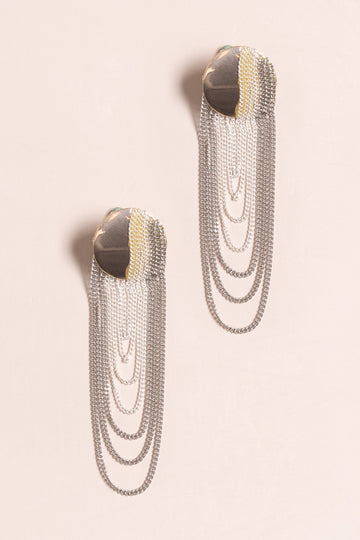 Grey Rhodium Chain Drop Earrings - Nakamol