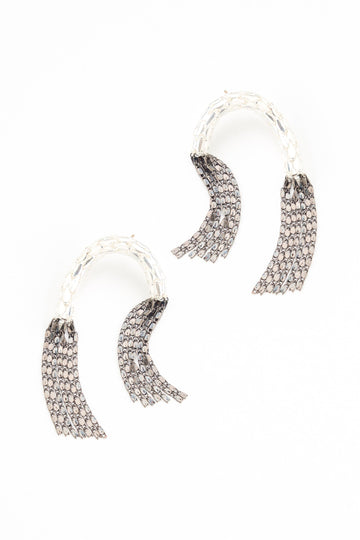 Silver Gunmetal Fringe Earrings - Nakamol