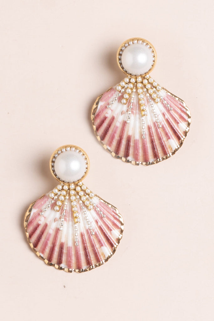 Red Fan Pearl Shell Earrings - Nakamol