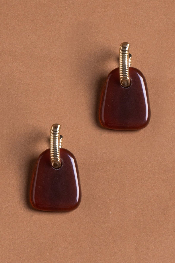 Maroon Candy Stone Drop Earrings - Nakamol