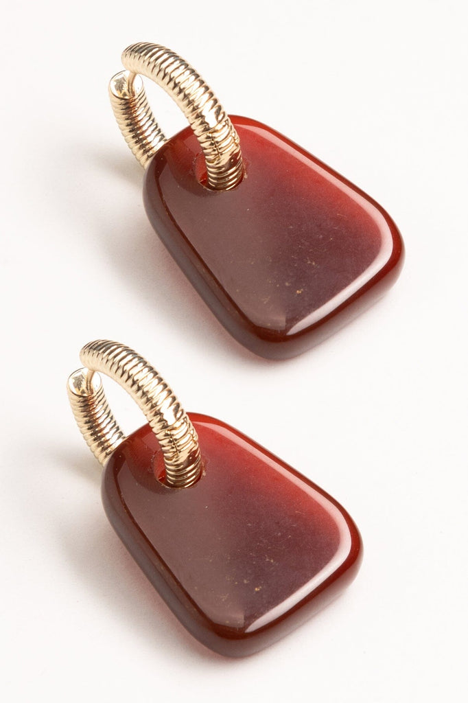 Maroon Candy Stone Drop Earrings - Nakamol