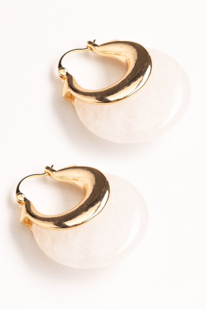 White Crescent Stone Earrings - Nakamol