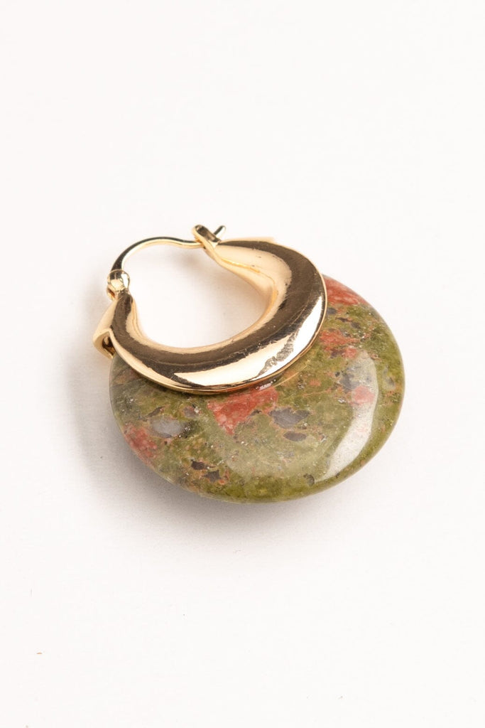 Unakite Crescent Stone Earrings - Nakamol