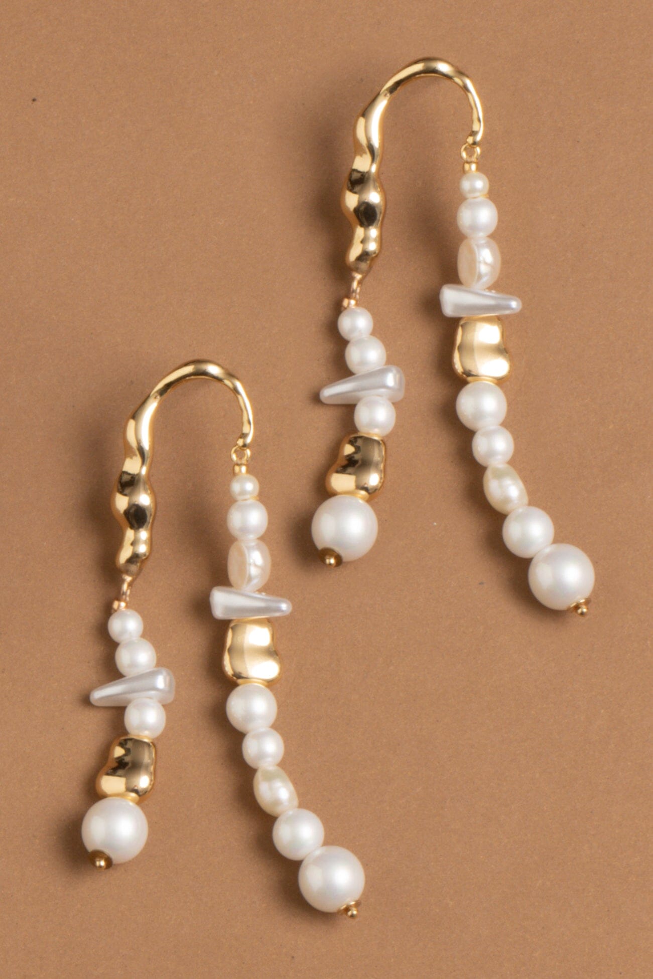 Cultured Freshwater Pearl Drop Earrings in 14kt Yellow Gold  Elegant White Pearl Drop Earrings main image 1