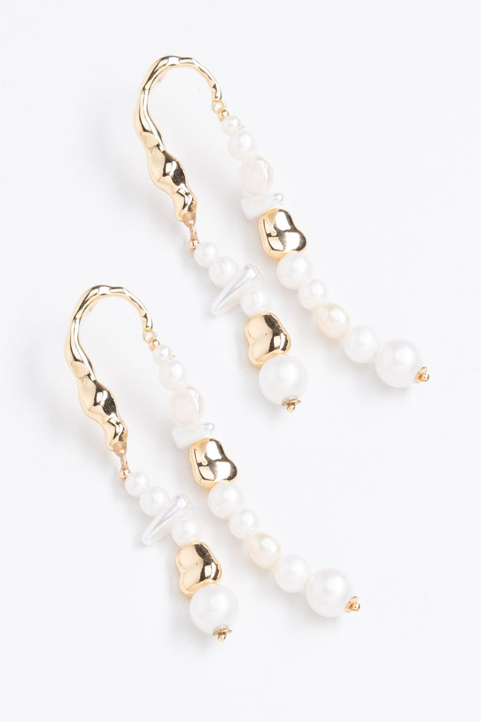 Elegant White Pearl Dangling Earrings - Nakamol