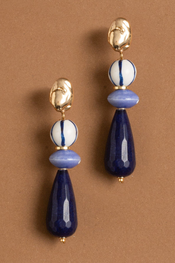 Single Strand Lapis Lazuli Drop Earrings - Nakamol