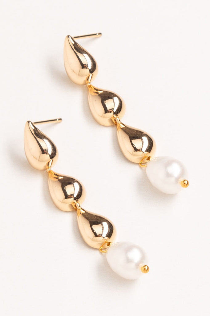 Pearly Gold Drop Earrings - Nakamol