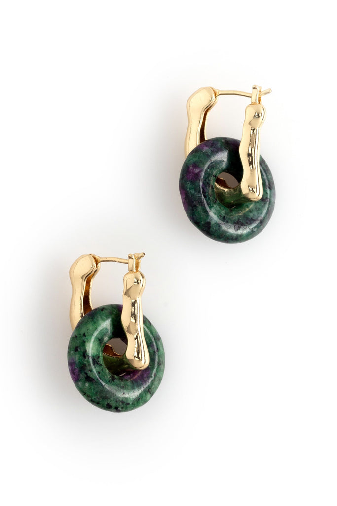 Green Disc Earrings - Nakamol