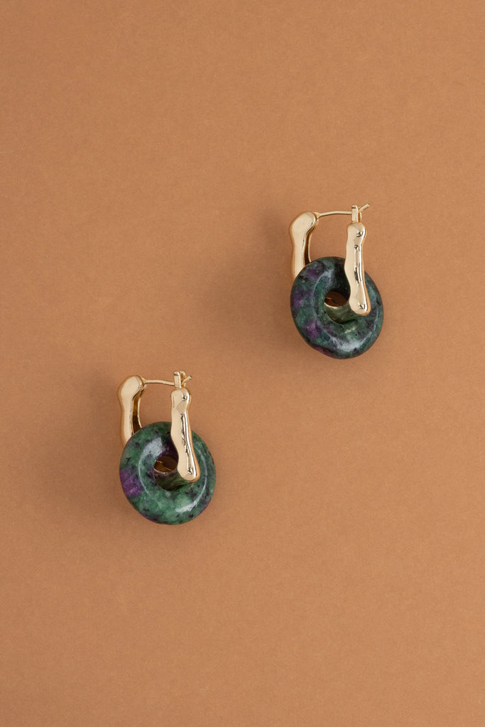 Green Disc Earrings - Nakamol