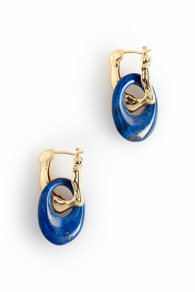 Lapis Lazuli Disc Earrings - Nakamol