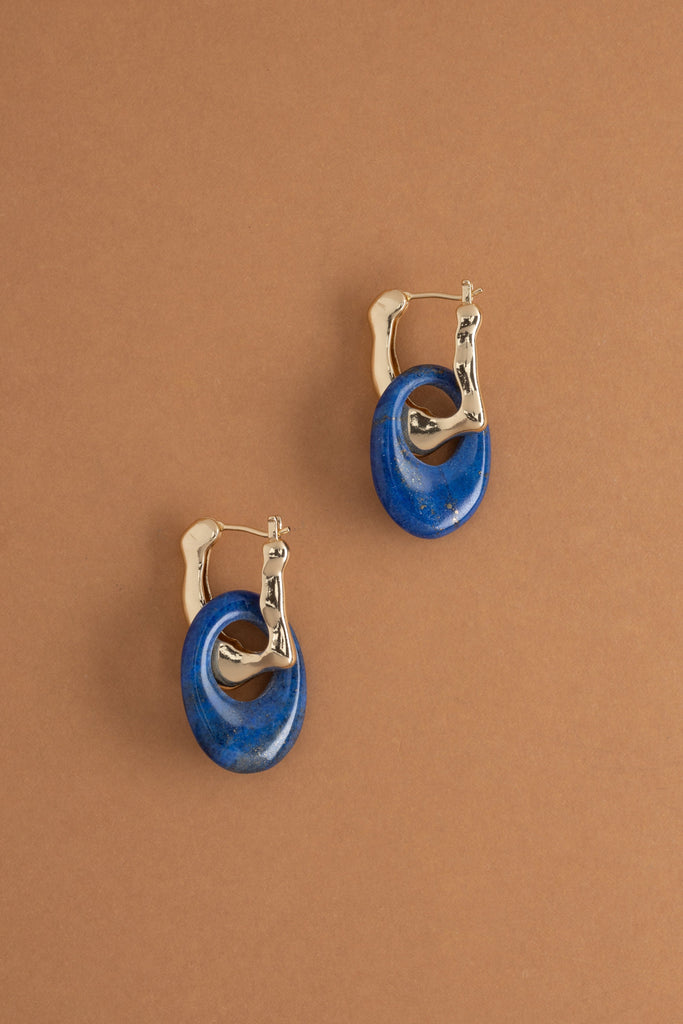 Lapis Lazuli Disc Earrings - Nakamol
