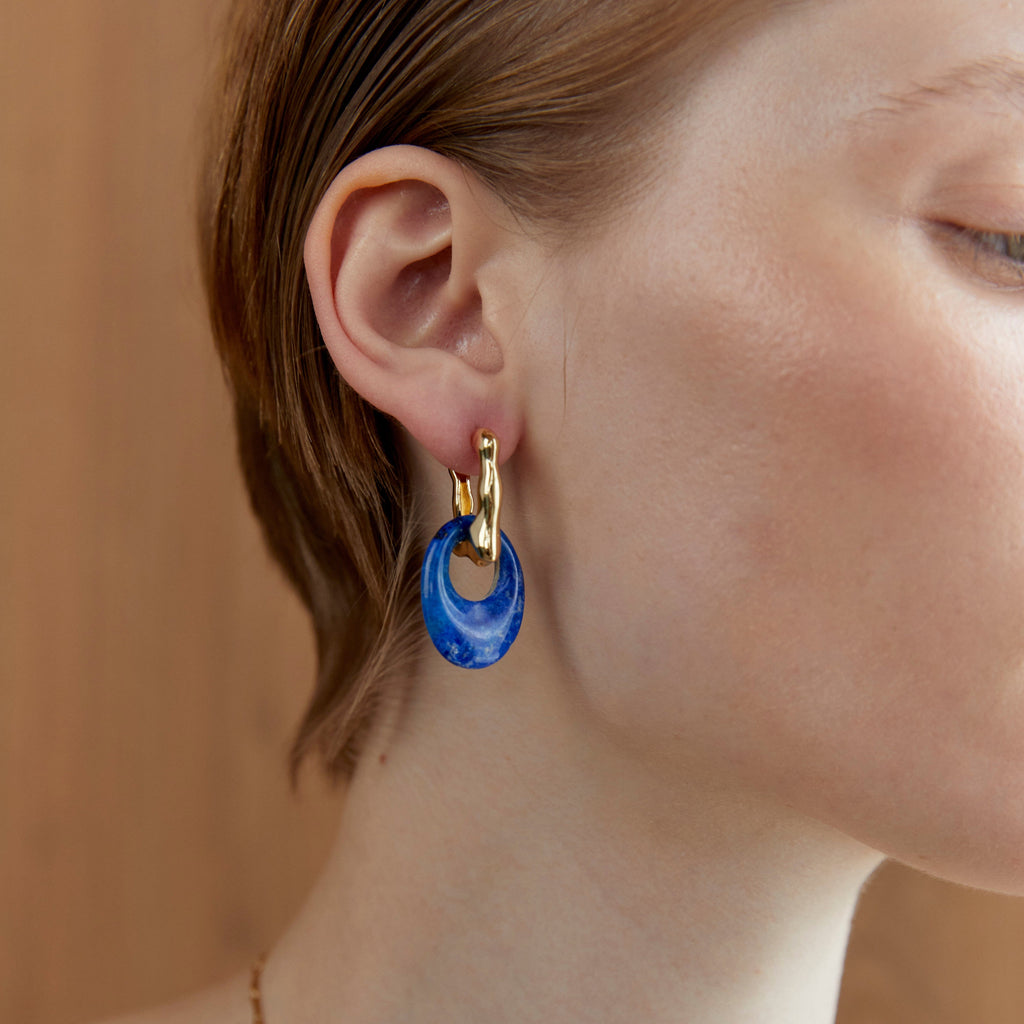 Lapis Lazuli Disc Earrings - Nakamol