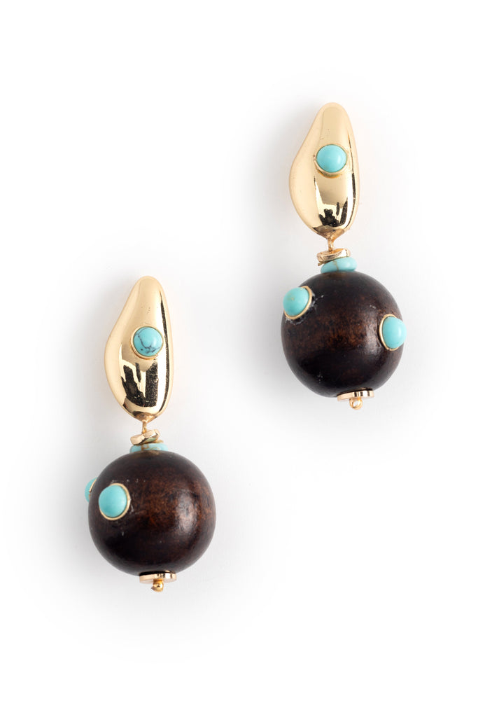 Turquoise Black Ball Drop Earrings - Nakamol