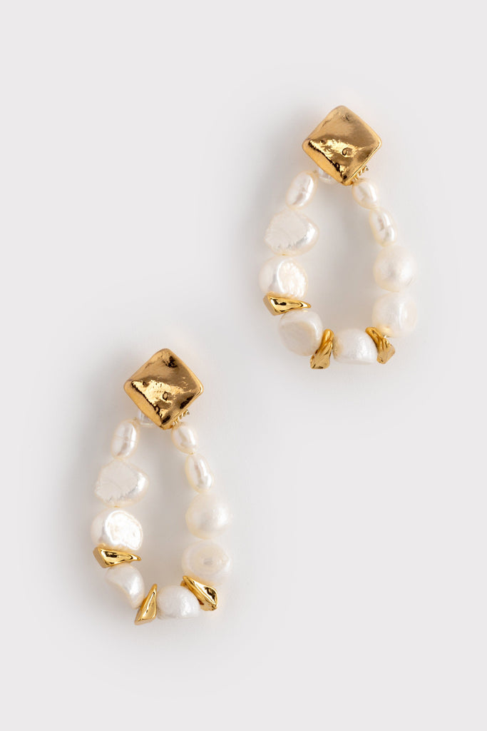 Pearl Gold Drop Earrings - Nakamol