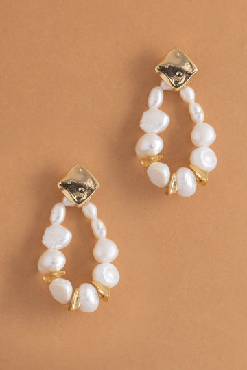White Pearl Teardrop Earrings - Nakamol