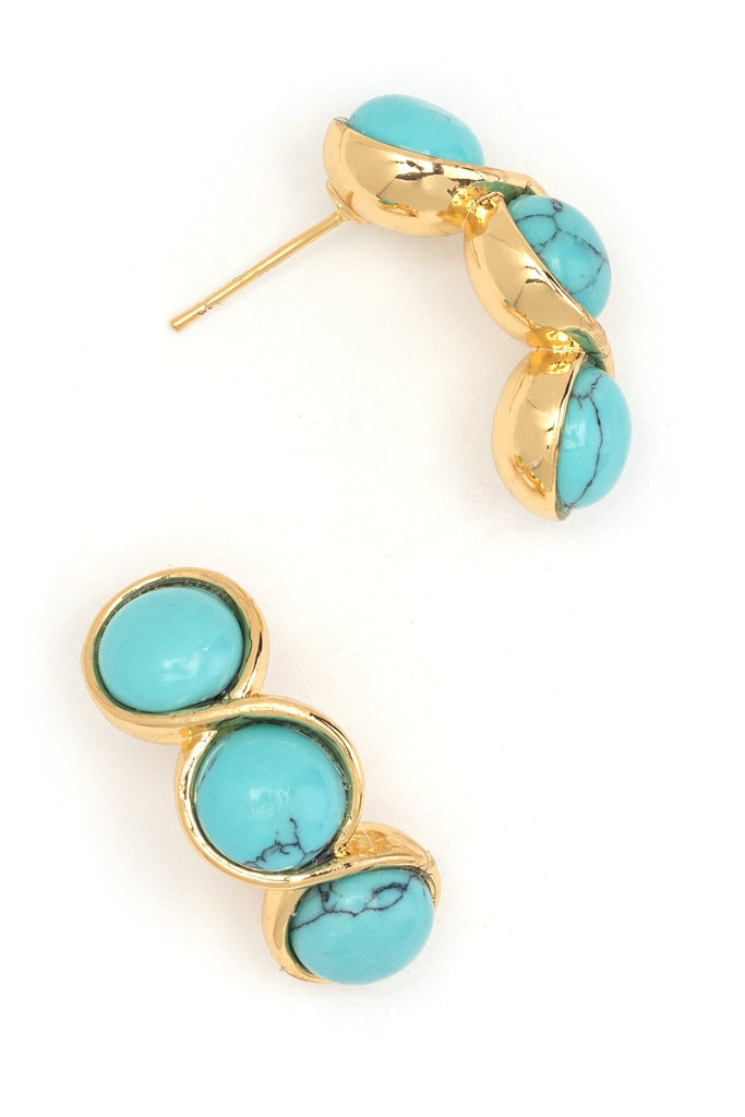 Triple Turquoise Short Drop Earrings - Nakamol