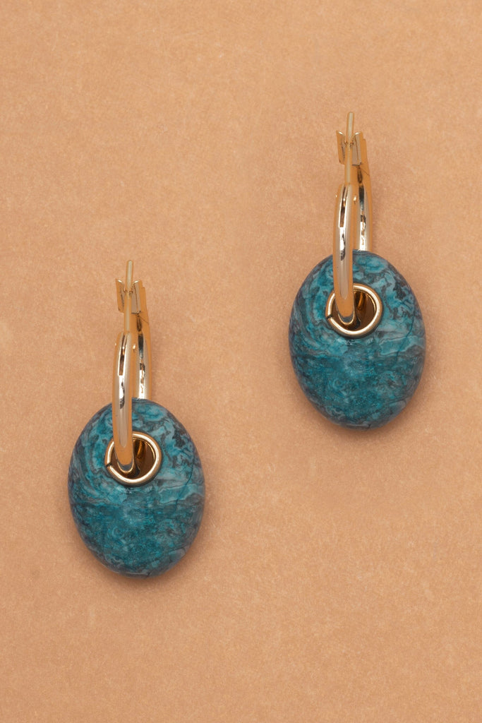 Blue Agate Gold Huggie Earrings - Nakamol