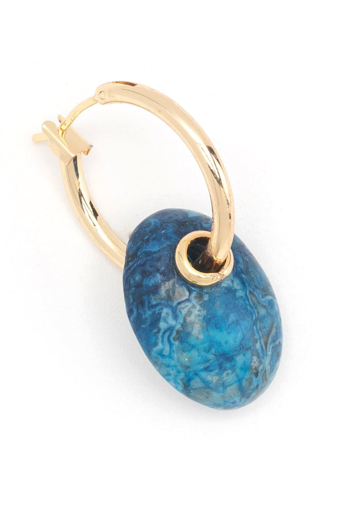 Blue Agate Gold Huggie Earrings - Nakamol