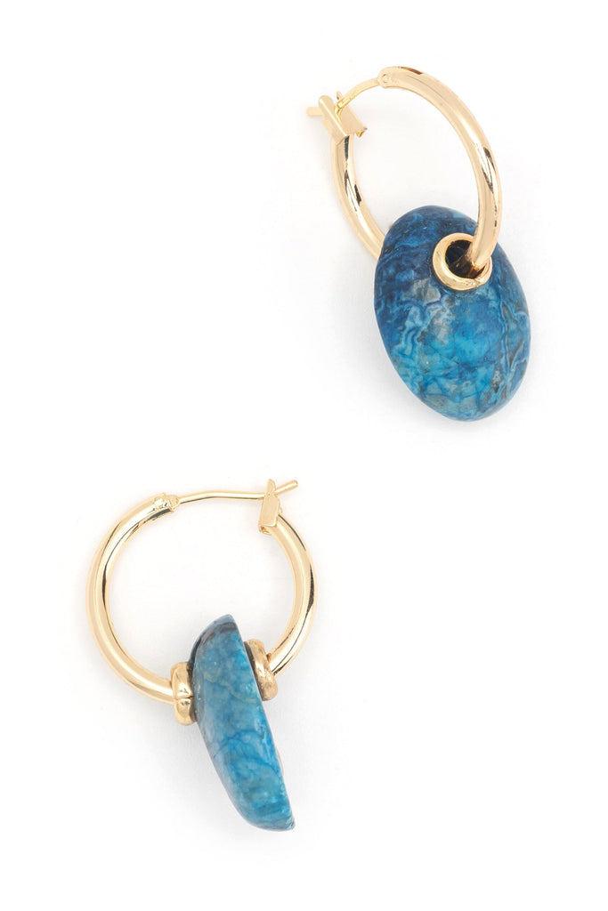Blue Agate Gold Huggie Earrings - Nakamol