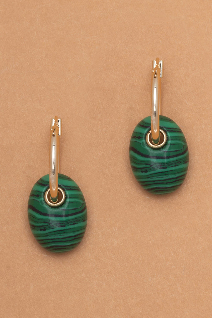 Malachite Gold Huggie Earrings - Nakamol