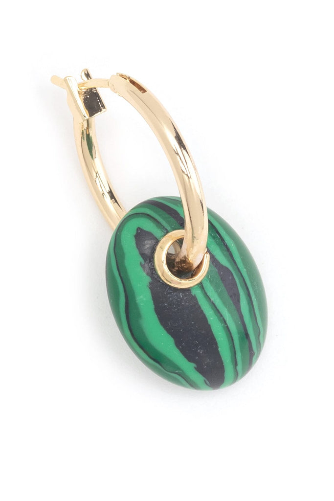 Malachite Gold Huggie Earrings - Nakamol