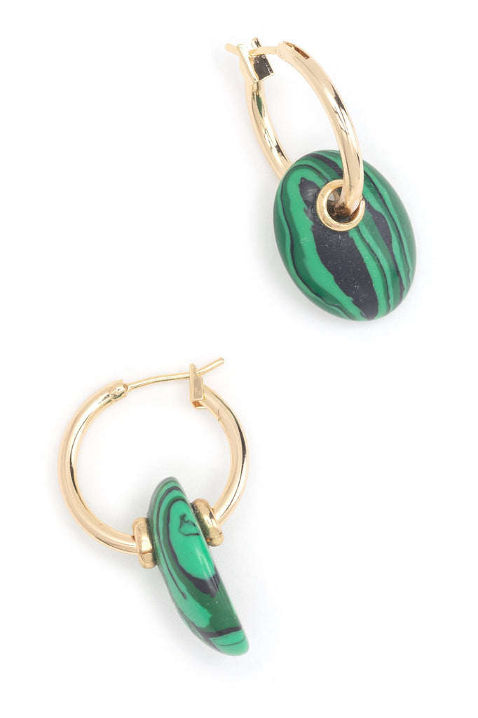 Malachite Gold Huggie Earrings - Nakamol