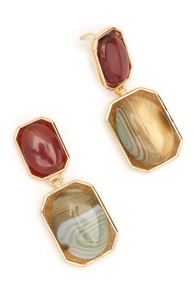 Rutilated Agate Lunakite Gold Drop Earrings - Nakamol