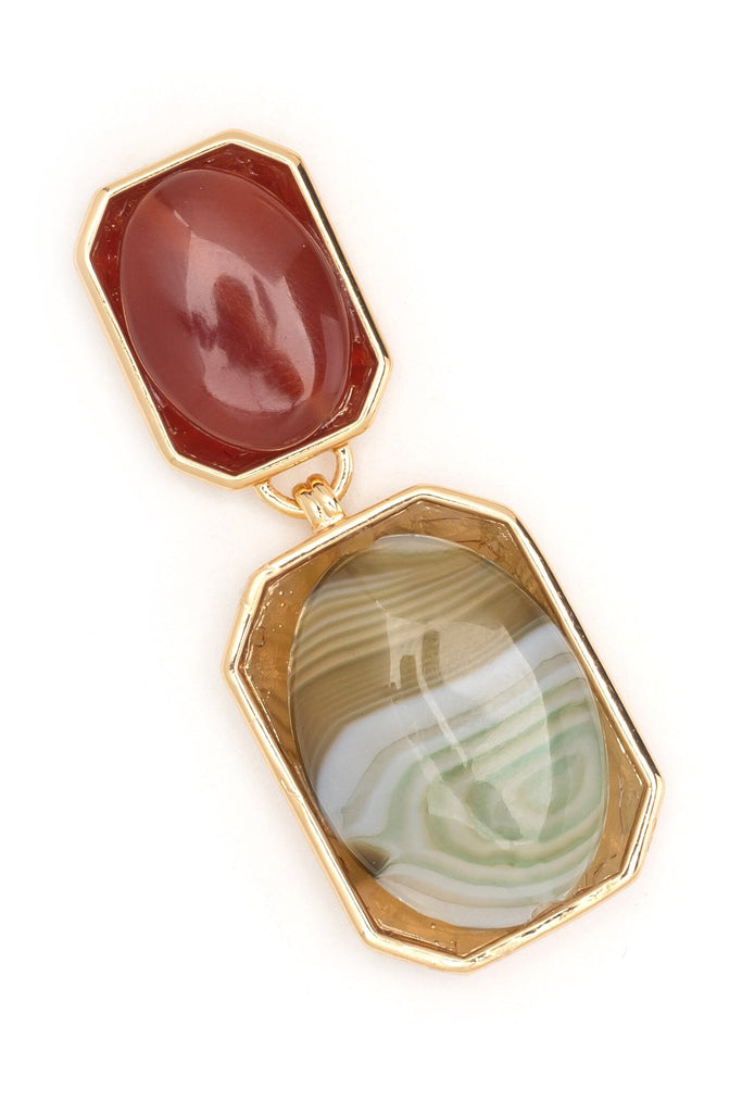 Rutilated Agate Lunakite Gold Drop Earrings - Nakamol
