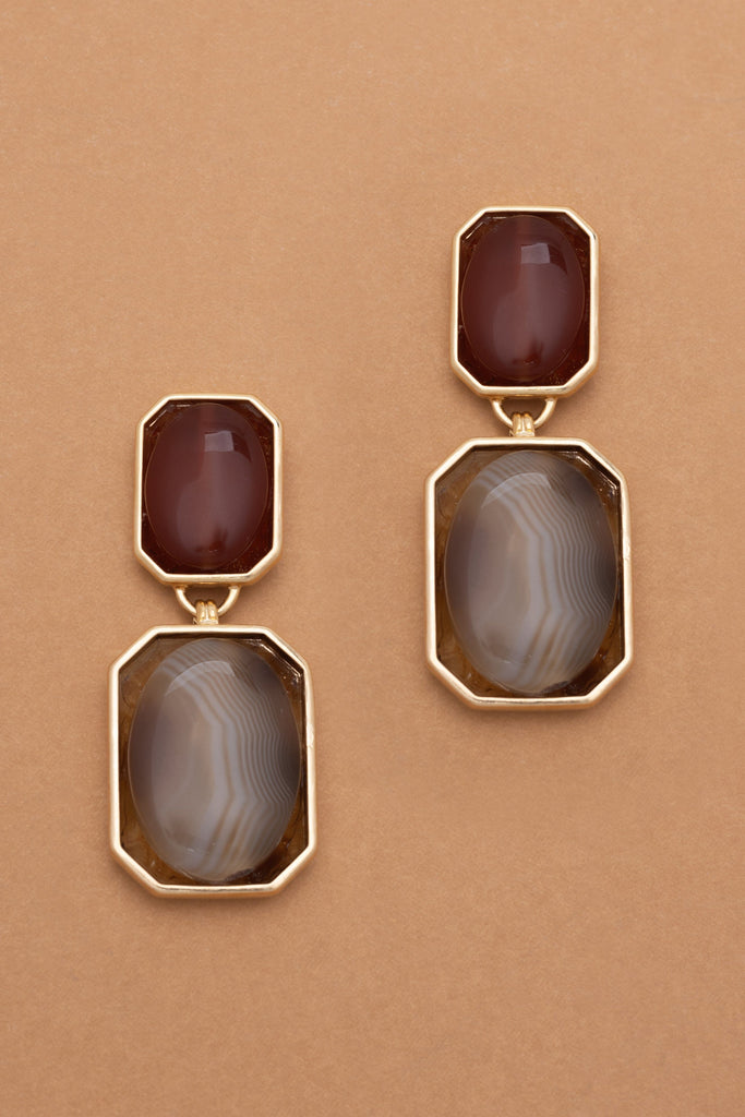 Rutilated Agate Lunakite Gold Drop Earrings - Nakamol
