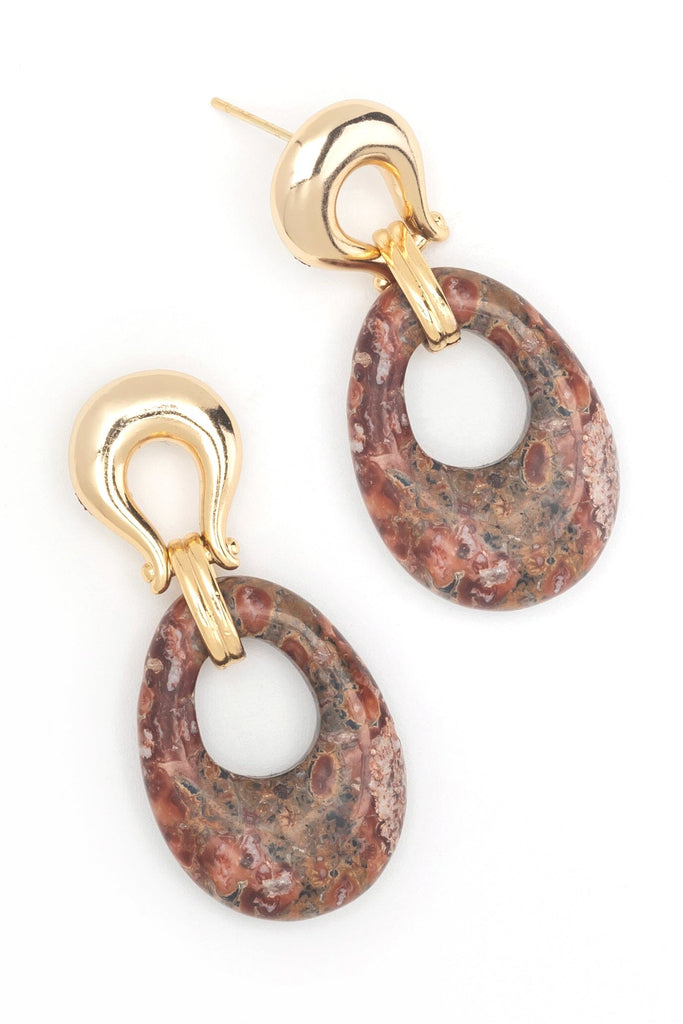 Brown Agate Geo Earrings - Nakamol