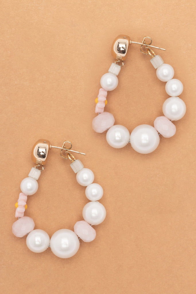 White Hoop Earrings - Nakamol
