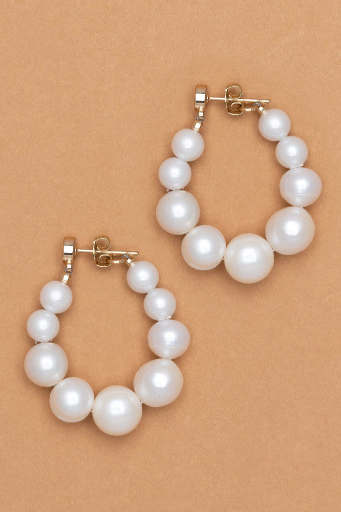 String of Pearl Hoop Earrings - Nakamol