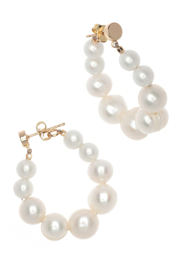 String of Pearl Hoop Earrings - Nakamol