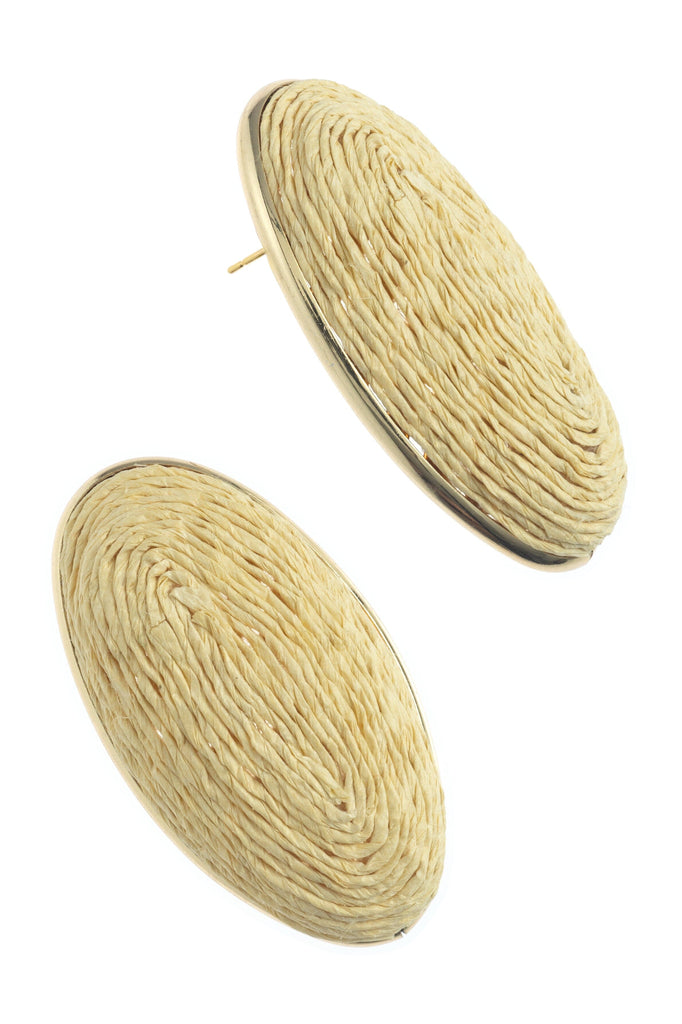 CREAM TEXTURED ALMOND EARRINGS - Nakamol