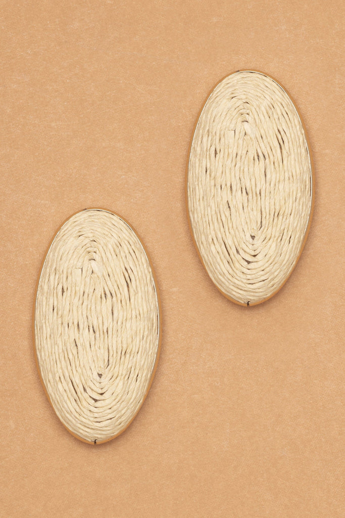 CREAM TEXTURED ALMOND EARRINGS - Nakamol