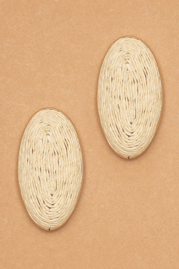 CREAM TEXTURED ALMOND EARRINGS - Nakamol
