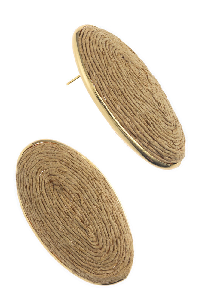 TAN TEXTURED OVAL EARRINGS - Nakamol