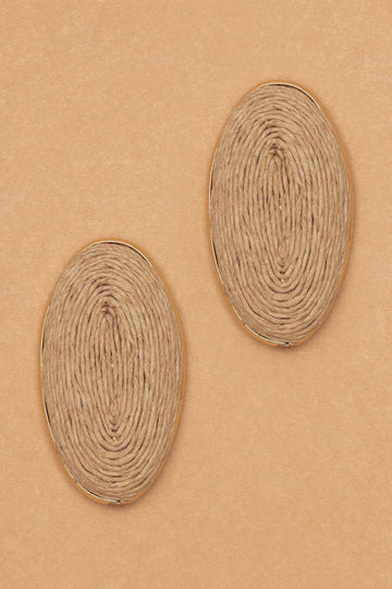 TAN TEXTURED OVAL EARRINGS - Nakamol