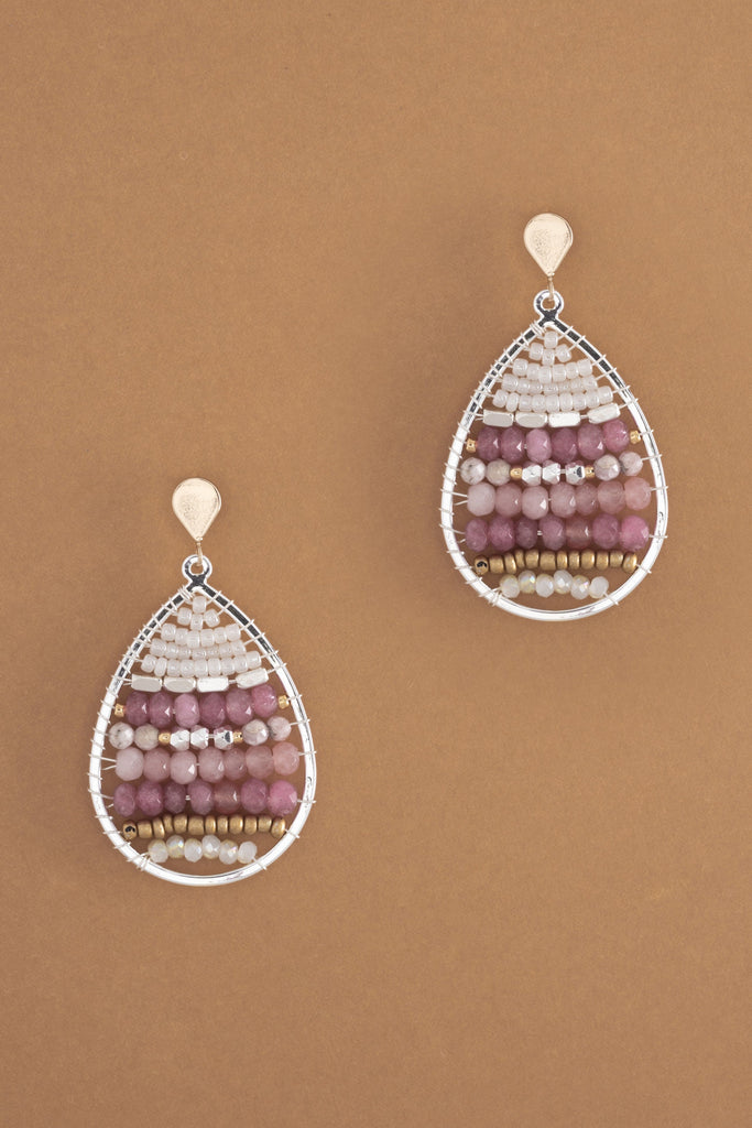 Blushing Pink Peach Beaded Earrings - Nakamol