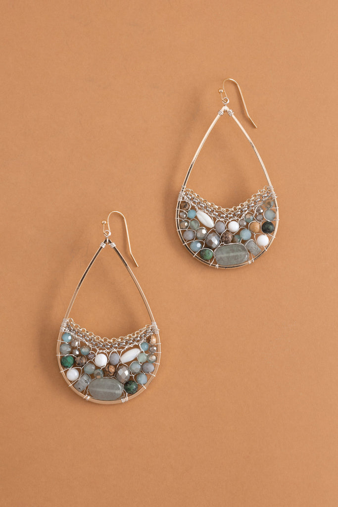 Soft Blue Green Stone Teardrop Earrings - Nakamol