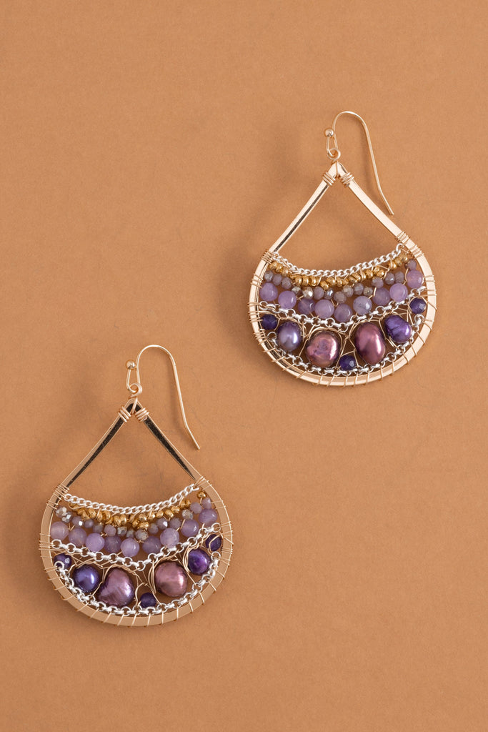 Purple Plum Beaded Earrings - Nakamol