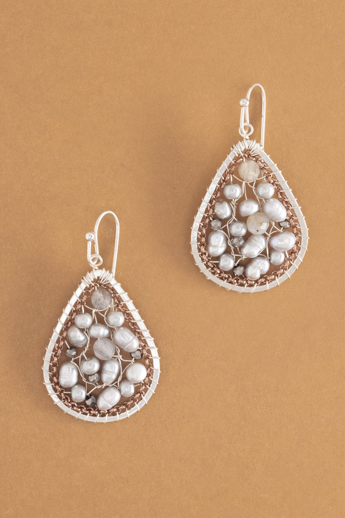 Silver Pearl Mini Teardrop Earrings - Nakamol