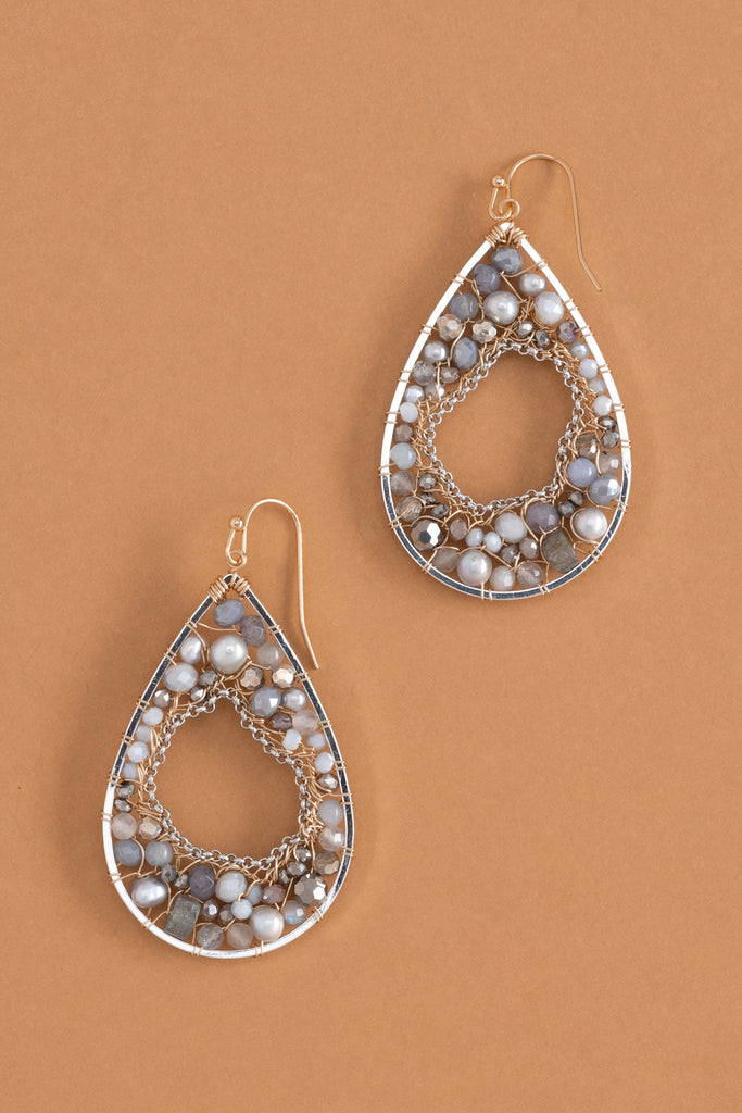 Labradorite Gold Mix Teardrop Earrings - Nakamol