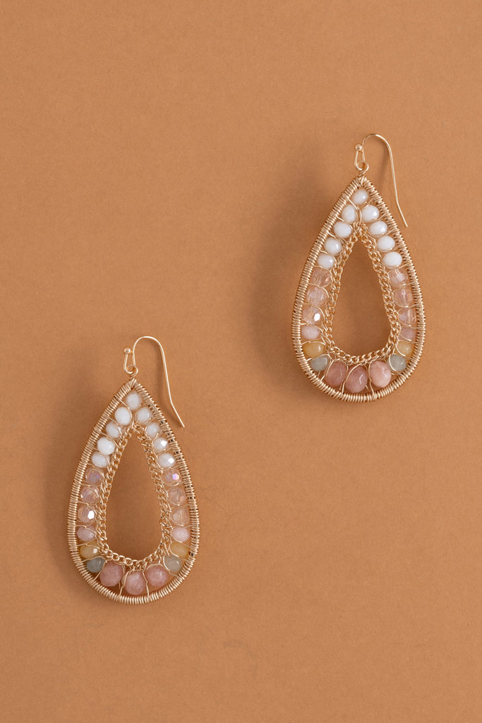 Ombre  Peach  Woven Teardrop Earrings - Nakamol