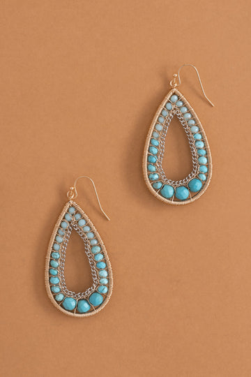 Ombre Teal Woven Teardrop Earrings - Nakamol