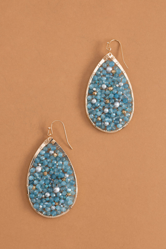 Teal Beaded Teardrop Earrings - Nakamol
