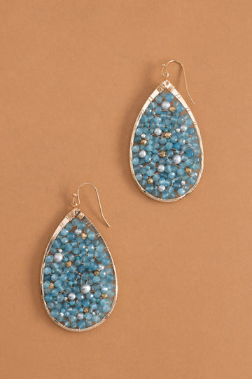 Teal Beaded Teardrop Earrings - Nakamol