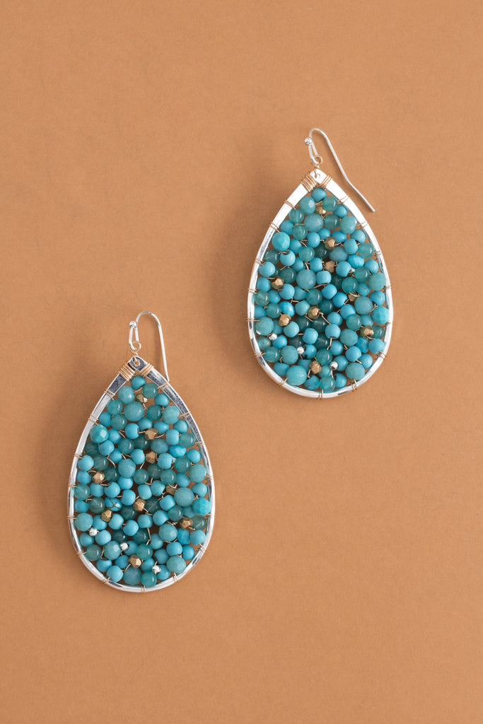 Turquoise Beaded Teardrop Earrings - Nakamol