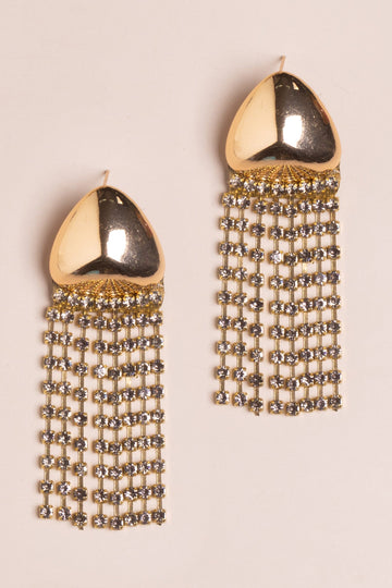 Green Rhinestone Fringe Earrings - Nakamol